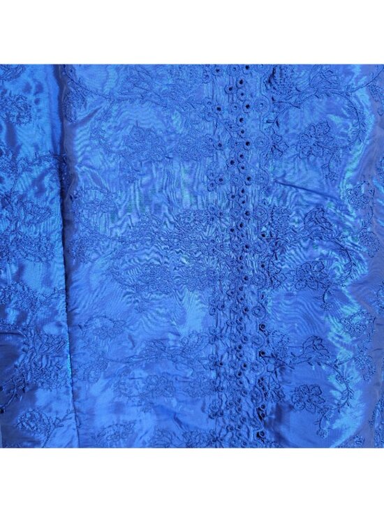 Coldwater Creek 1X Blue Button Up Blouse Embroidered Dressy Elegant Evening - Picture 4 of 5